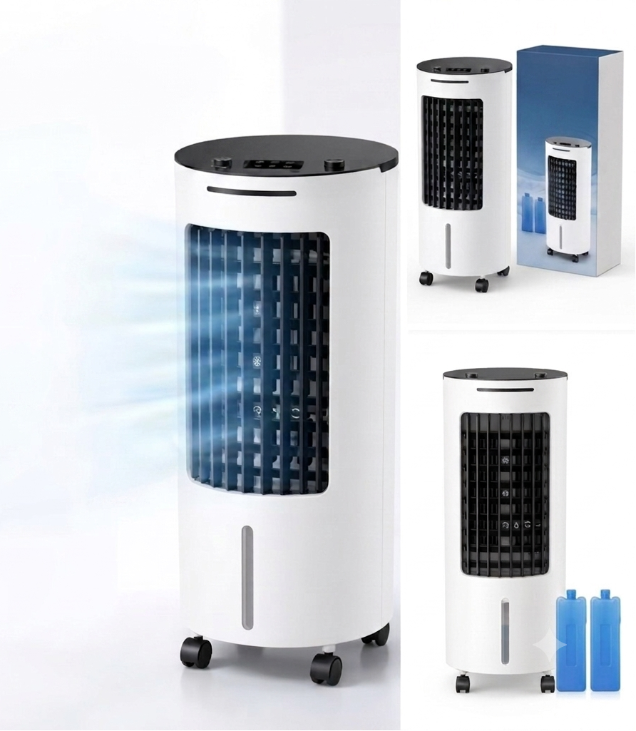 Refroidisseur d'air portable 6L Klimmatic, climatiseur évaporatif 65W, 3 vitesses, ventilateur de refroidissement à eau avec roulettes pour la maison, la chambre, le bureau
