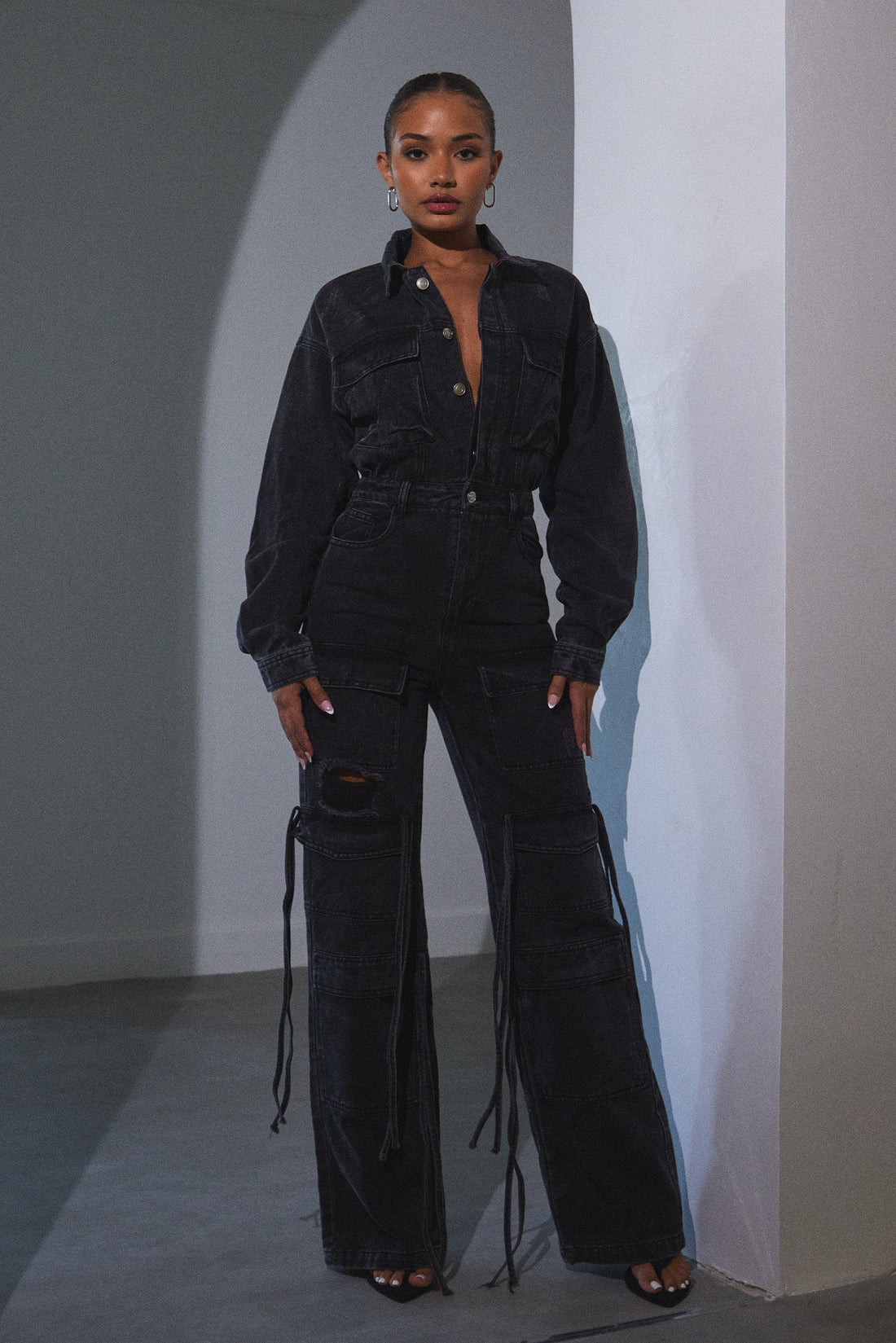 Cargo Boiler Suit in Dark Wash