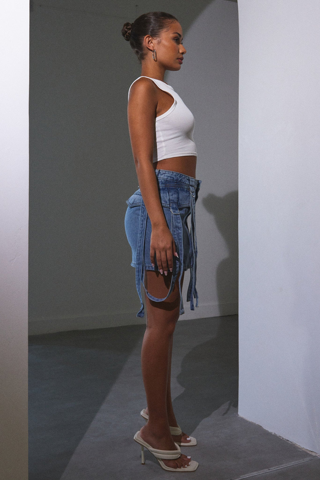 Cargo skirt in Light Wash