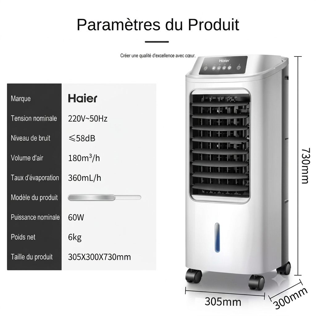 Haier-Climatiseur domestique sans lame, petit ventilateur de refroidissement, humidification indispensable
